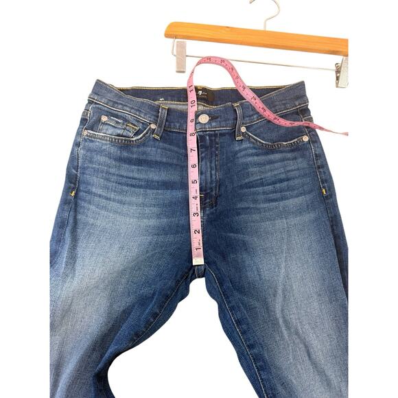 7 For All Mankind Dark Wash Dojo Flare Jeans Womens Size 29 - Picture 8 of 9